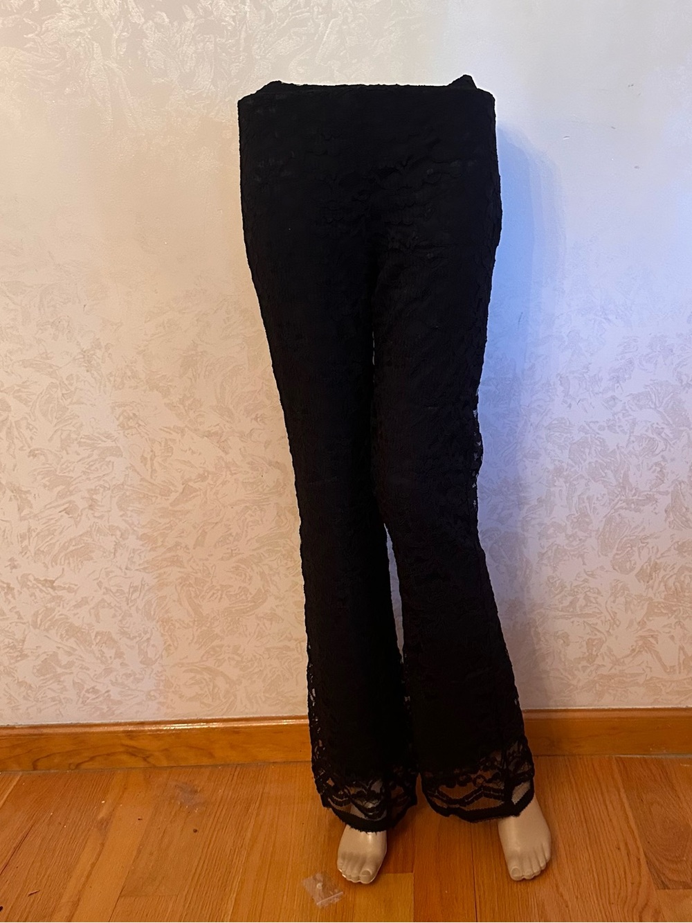 Black Lace Flare Pants - Women's Elegant Bottom